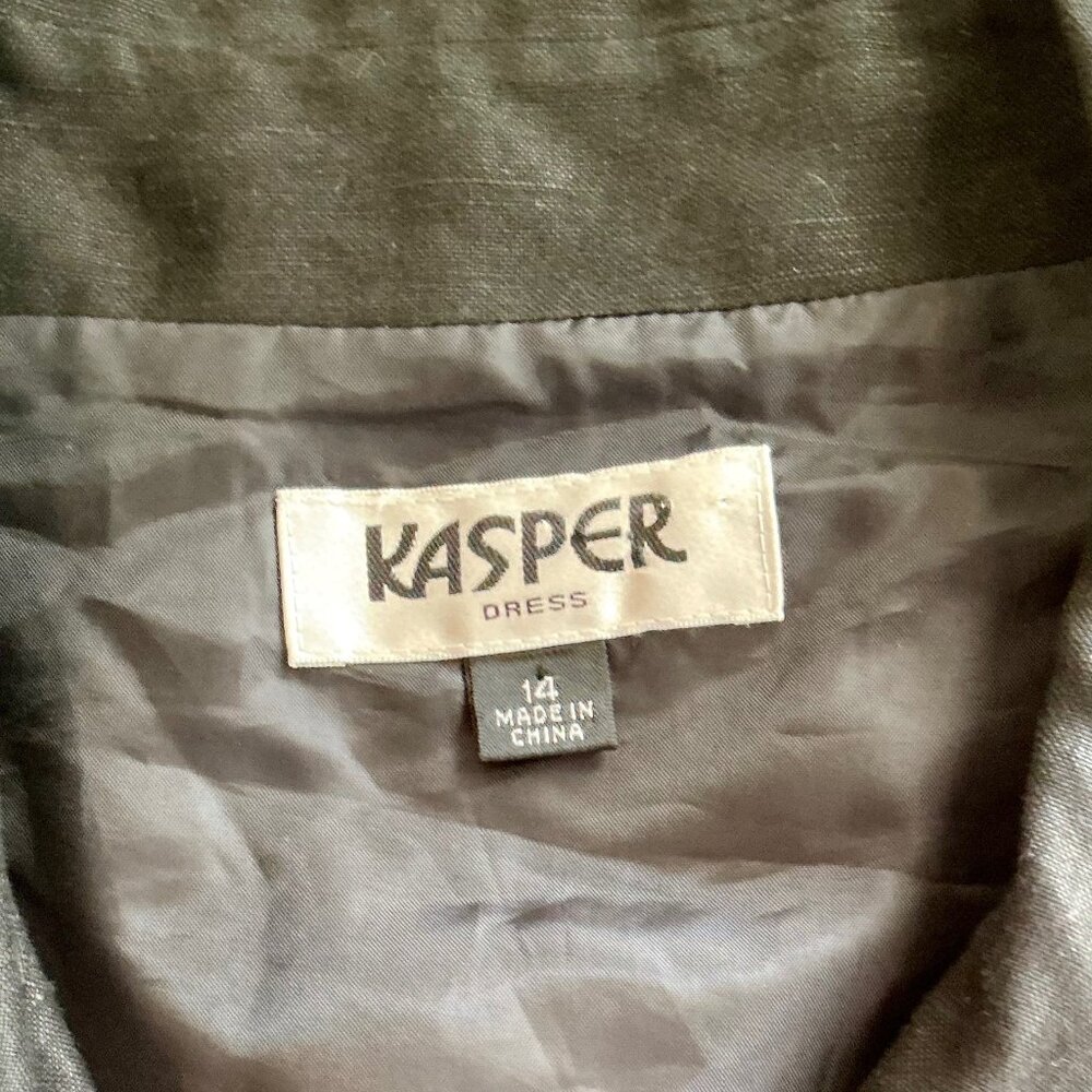 Vintage 1990s Minimalist Kasper Linen Blend Classic Grey Collared Tie Back Vest - Picture 10 of 11